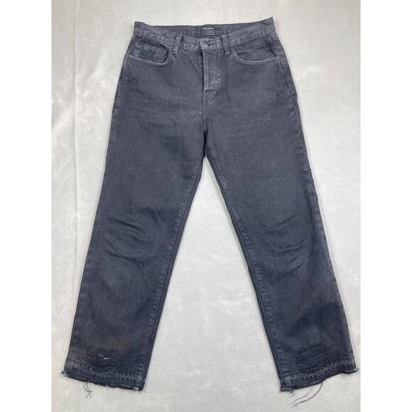 J Brand Jeans Womens Size 26 Ivy High Rise Crop Straight Distressed Black Denim - Picture 1 of 15